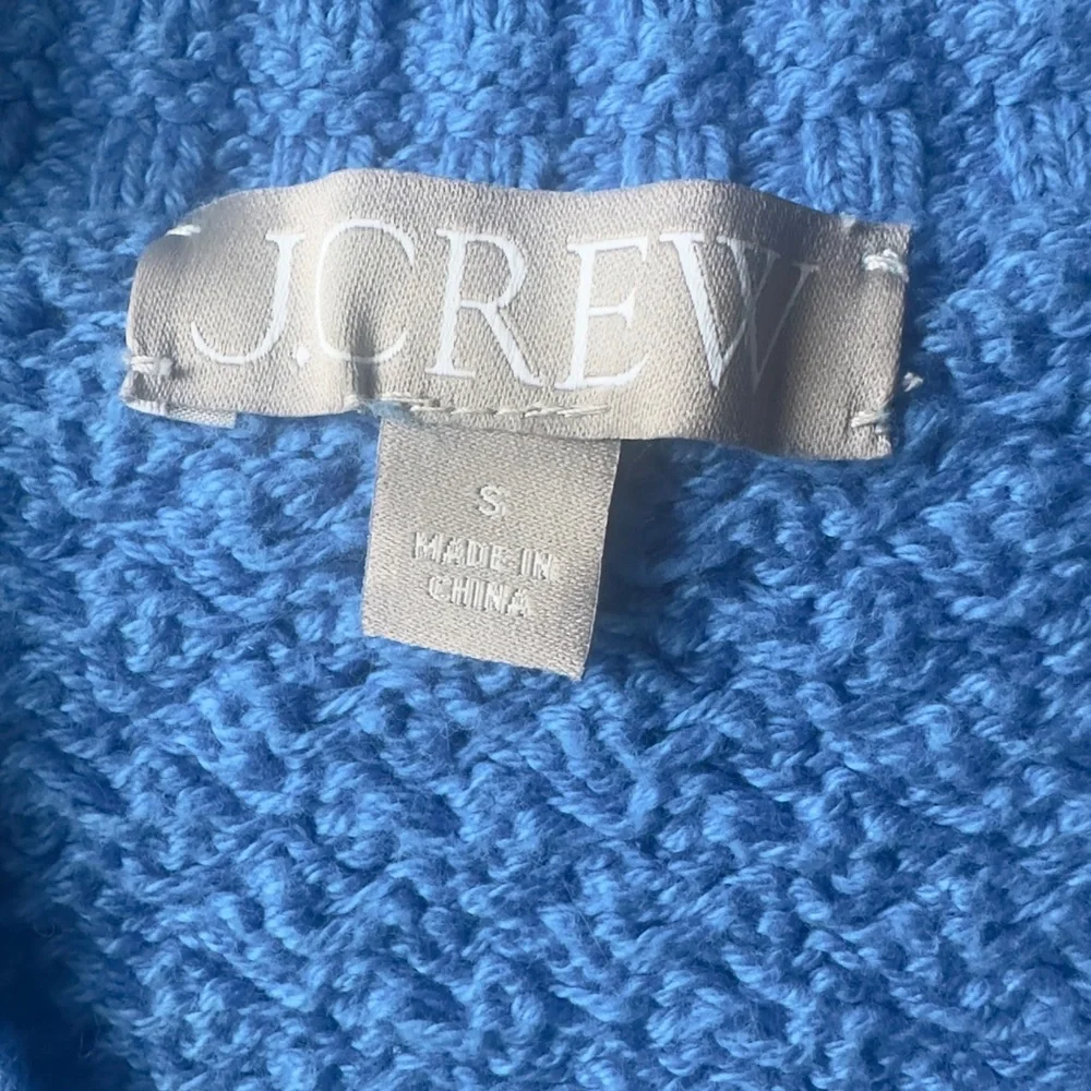 J.Crew Blue Cable Knit 100% Cotton Vneck Pullover Sweater Sail Blue Size S